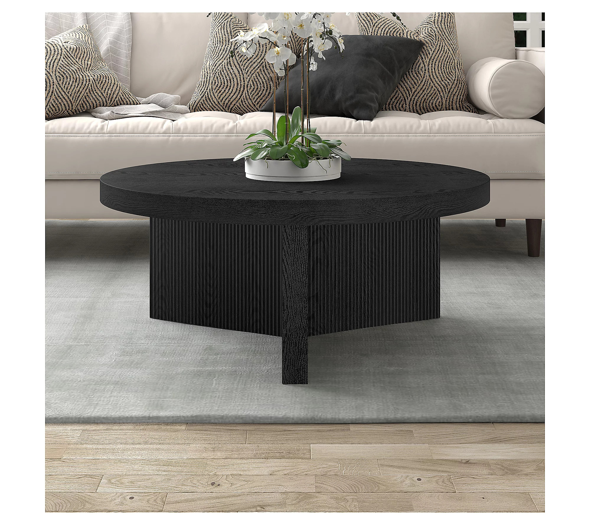 Hudson&Canal Holm 36"" Wide Round Coffee Table | QVC