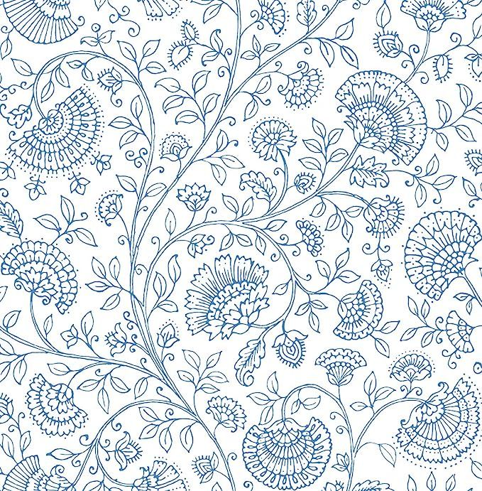 NextWall Paisley Trail Peel and Stick Wallpaper (Blue Bell) | Amazon (US)