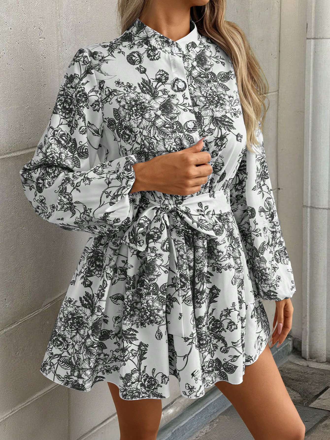SHEIN Clasi Random Floral Print Women Long Sleeve Casual Shirt Dress | SHEIN USA | SHEIN
