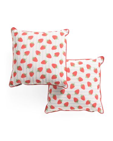 Set Of 2 18x18 Outdoor Strawberry Pillows | TJ Maxx