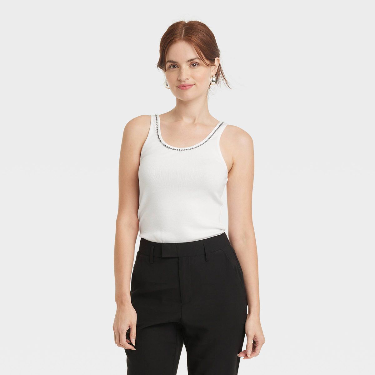 Women's Jeweled Neckline Tank Top - A New Day™ | Target