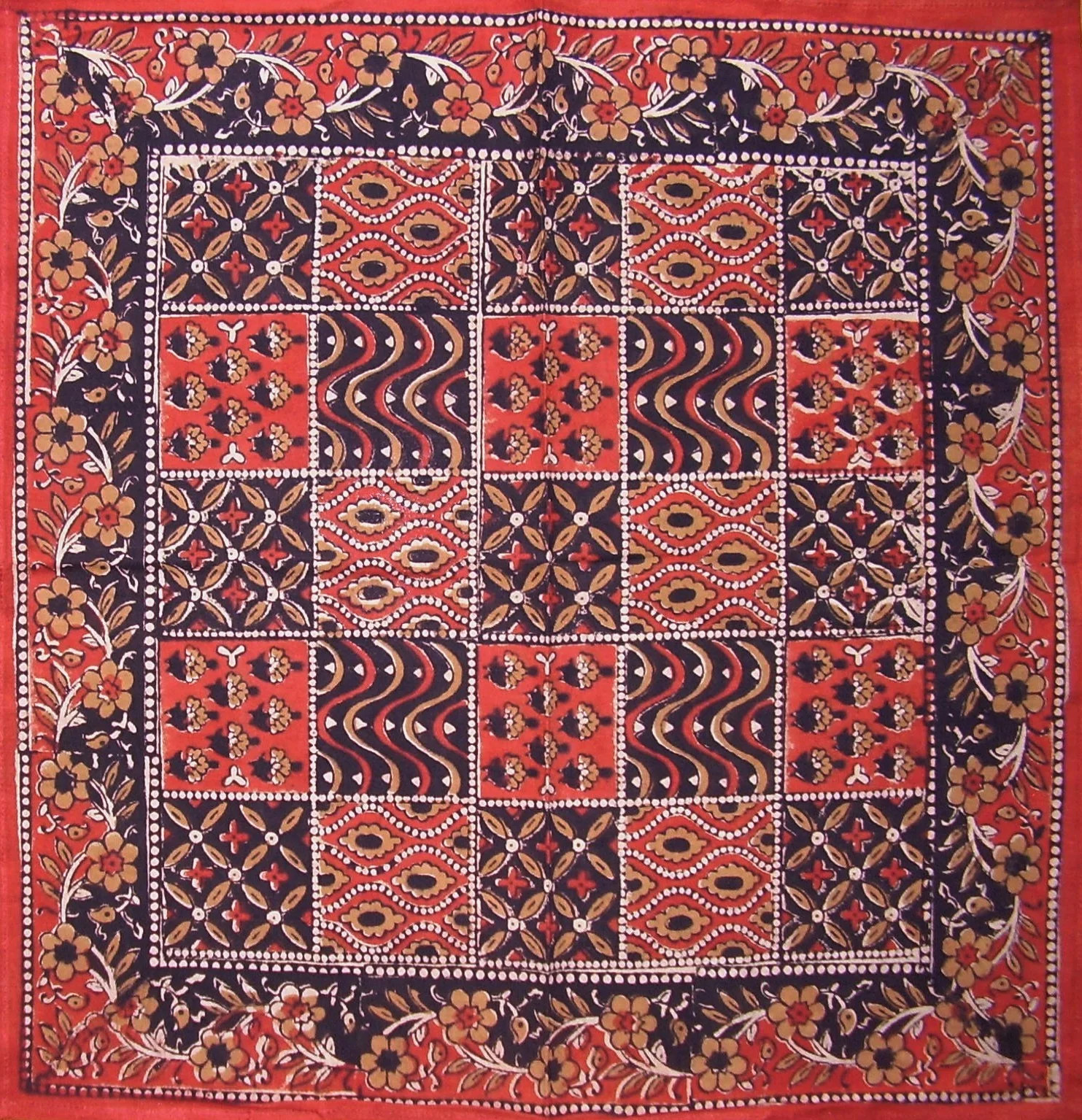 Kalamkari Block Print Cotton Table Napkin 20" x 20" Red - Walmart.com | Walmart (US)