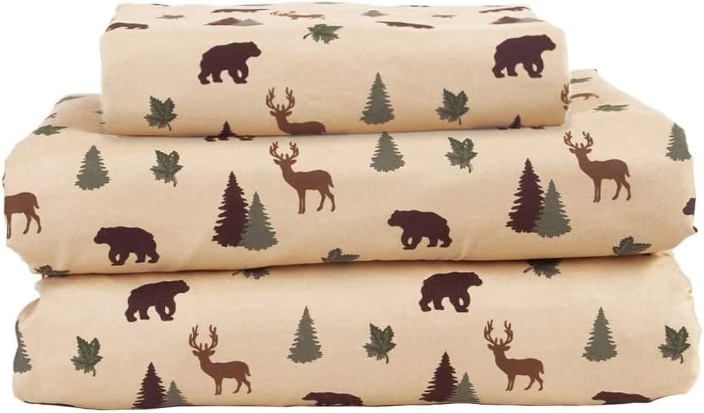 Beatrice Home Fashions Cozy Cabin 3-Piece Twin Microfiber Bedding Sheet Set with Deep Pockets Rus... | Amazon (CA)