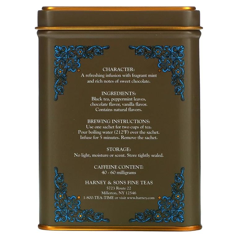 Harney & Sons, HT Tea Blends, Chocolate Mint, 20 Sachets, 1.4 oz Pack of 2 - Walmart.com | Walmart (US)