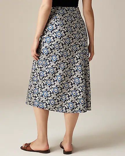 Gwyneth slip skirt in floral luster charmeuse | J.Crew US