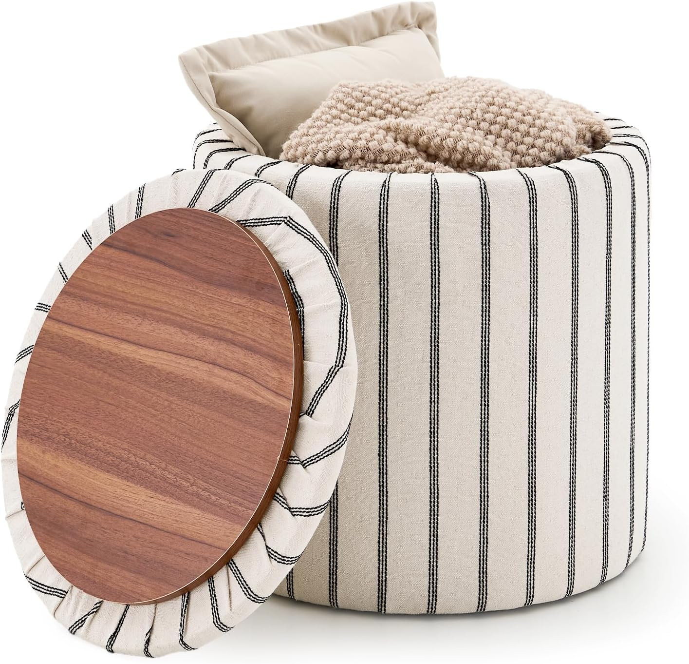18" Mid Century Storage Ottomans with Tray Multifunctional Large Capacity | Amazon (US)