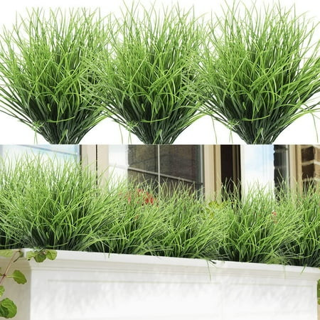 Morttic 8 Pcs Artificial Plastic Green Wheat Grass Shrubs Bushes Fake Plants Indoor Outdoor Home Gar | Walmart (US)