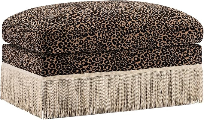 Leopard Chenille Modular Ottoman Footstool with Tassel Trim | Matte leopard chenille fabric, deli... | Amazon (US)