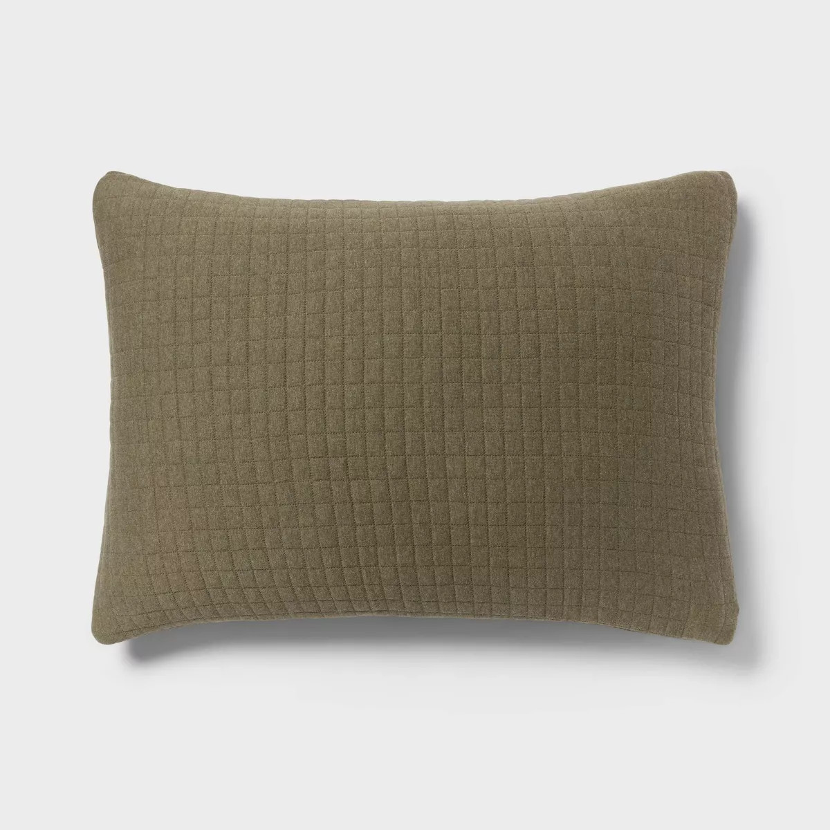 Standard Jersey Quilt Sham Dark Olive Green - Threshold™: Cotton Knitted, Machine Washable, No ... | Target