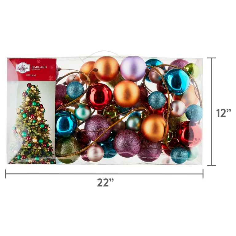 Unbreakable Multicolor Ornament Garland, 12 ft, by Holiday Time | Walmart (US)