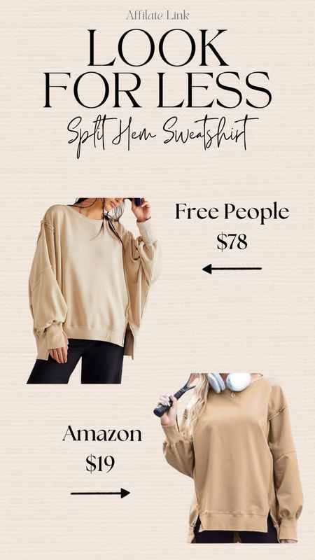 Free People look for less sweatshirt!  Love the split hems! 

#LTKcurves #LTKunder50 #LTKmidsize