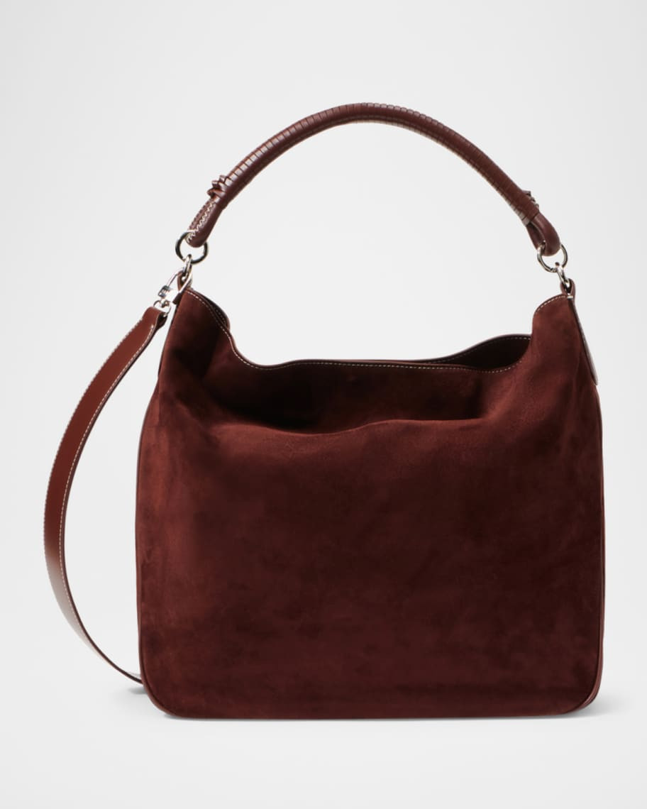 STAUD Perry Mixed Leather Hobo Bag | Neiman Marcus