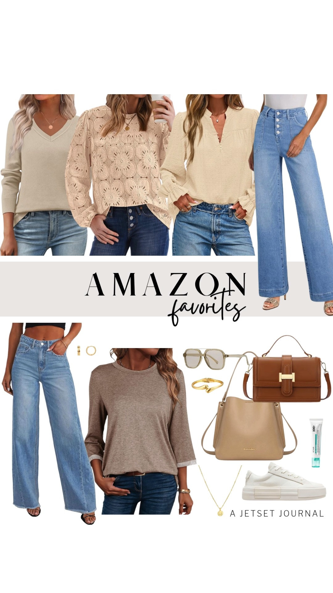 I can't get enough of this week's collection of Amazon favorites.

One of my top picks is the V-neck button-down blouse from BTFBM. It pairs perfectly with PRETTYGARDEN wide-leg jeans and white low-top sneakers. For a cozy look, I like to add a Montana West purse and a trendy gold necklace. 

 #LTKSeasonal #LTKSaleAlert #LTKTravel