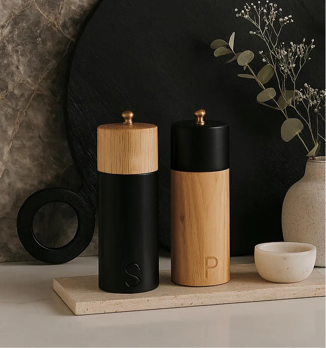 Zephyr Salt + Pepper Mills, Set of 2 | Pepper + Vetiver