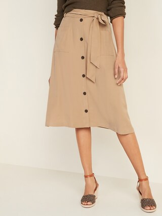 Tie-Belt Utility Midi Skirt for Women | Old Navy (US)