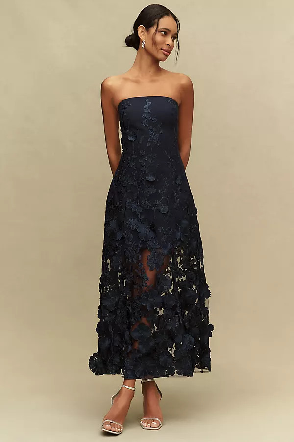 Endless Rose 3D Floral Strapless Maxi Dress | Anthropologie (US)