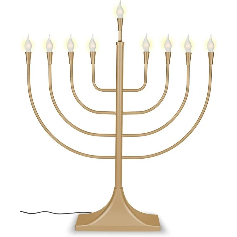 Large LED Display Menorah with Flame Shaped Bulbs Traditional Shaped USB Electric Hanukkah Minora... | Walmart (US)
