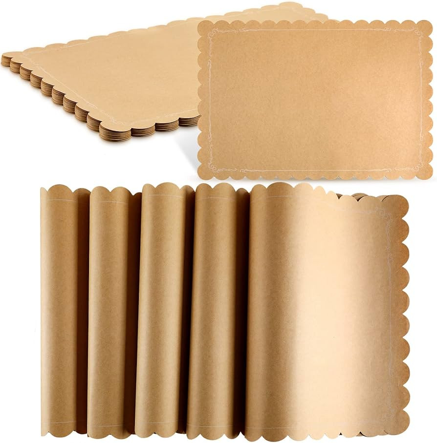 100 Pcs Disposable Brown Kraft Paper Place Mats Paper Placemat Disposable Rectangle Rustic Craft ... | Amazon (US)