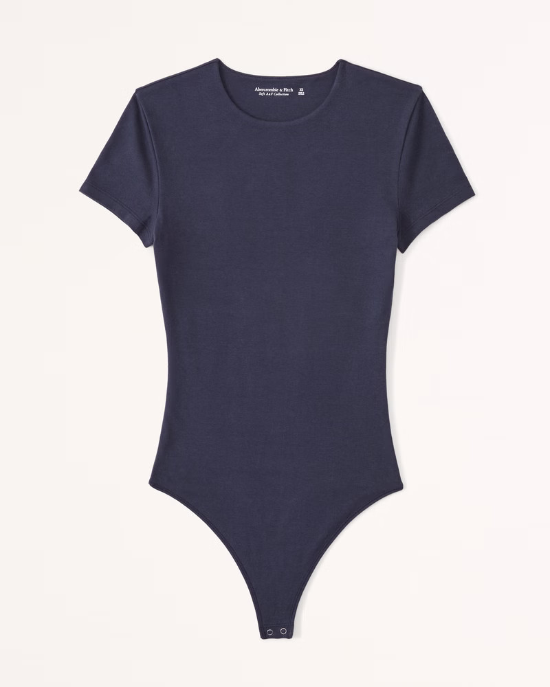 Short-Sleeve Cotton-Blend Seamless Fabric Crew Bodysuit | Abercrombie & Fitch (US)