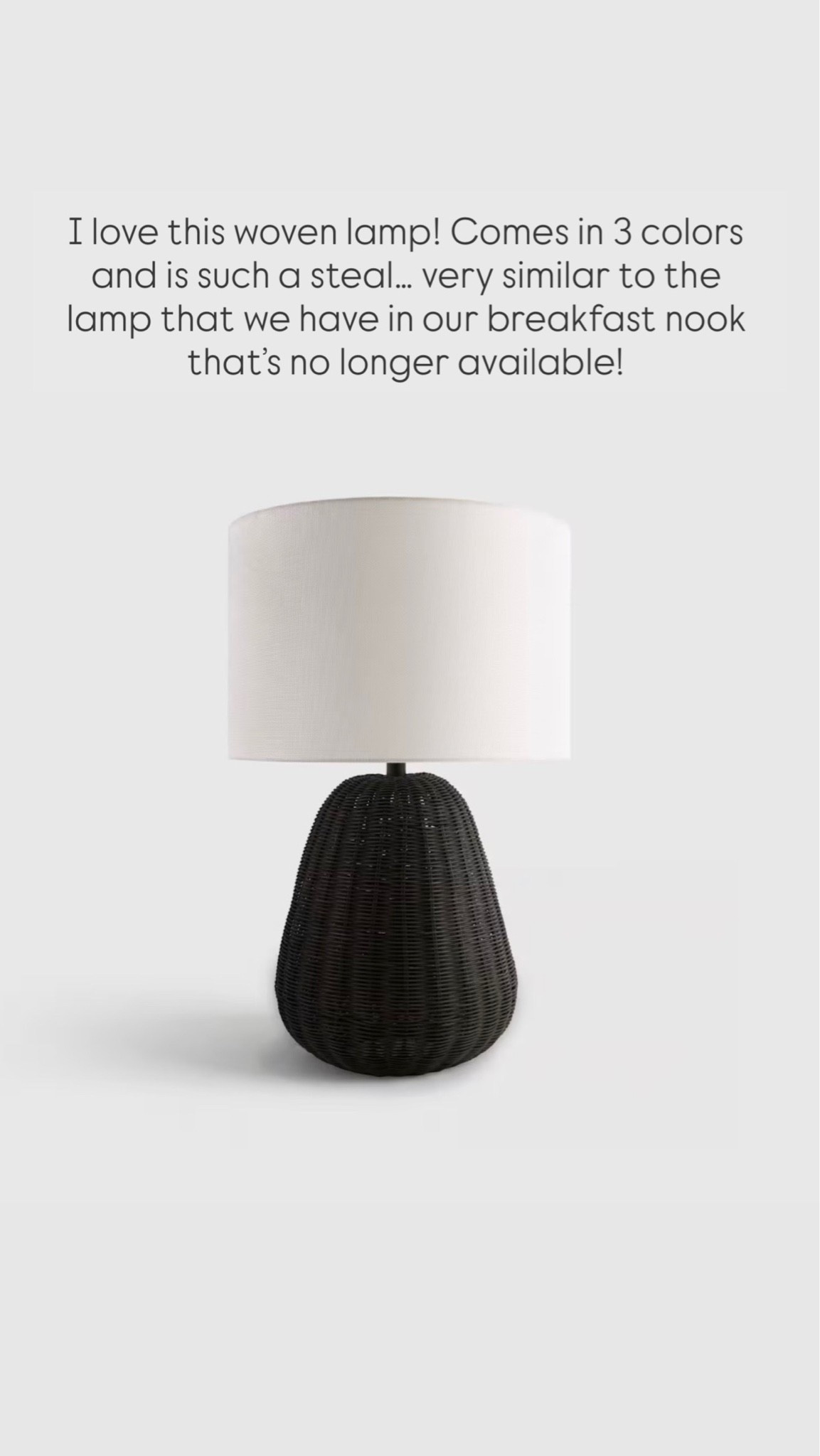 I love this woven lamp from @Quince ! Comes in 3 colors and is such a steal… very similar to the lamp that we have in our breakfast nook that’s no longer available!

#LTKHome #LTKSaleAlert #LTKdayinmylife