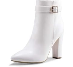 IDIFU Women's Fashion Ankle Boots Comfy Pointed Toe High Heels Side Zipper Booties | Amazon (US)