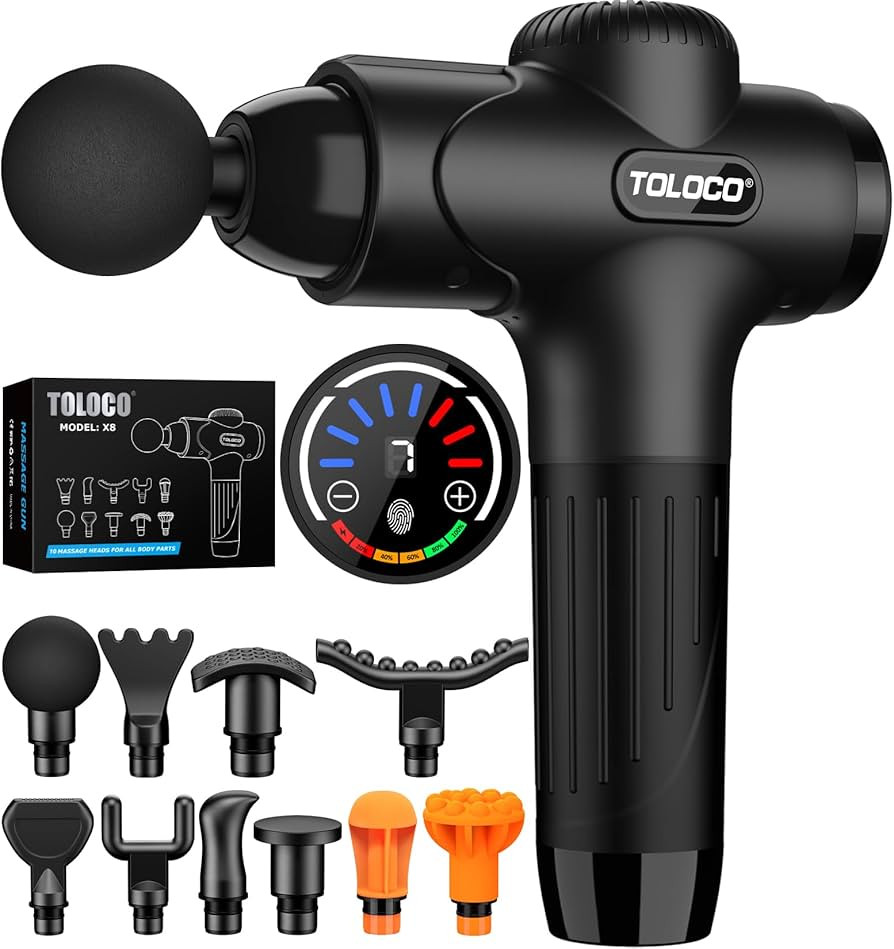 TOLOCO Massage Gun, Massage Gun Deep Tissue, Percussion Massage Gun with 10 Replacement Heads, Su... | Amazon (US)