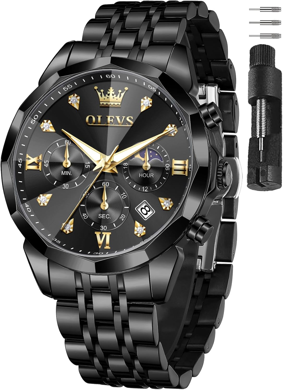 OLEVS Watches for Men Stainless Steel Dress Men Watch with Date | Amazon (US)