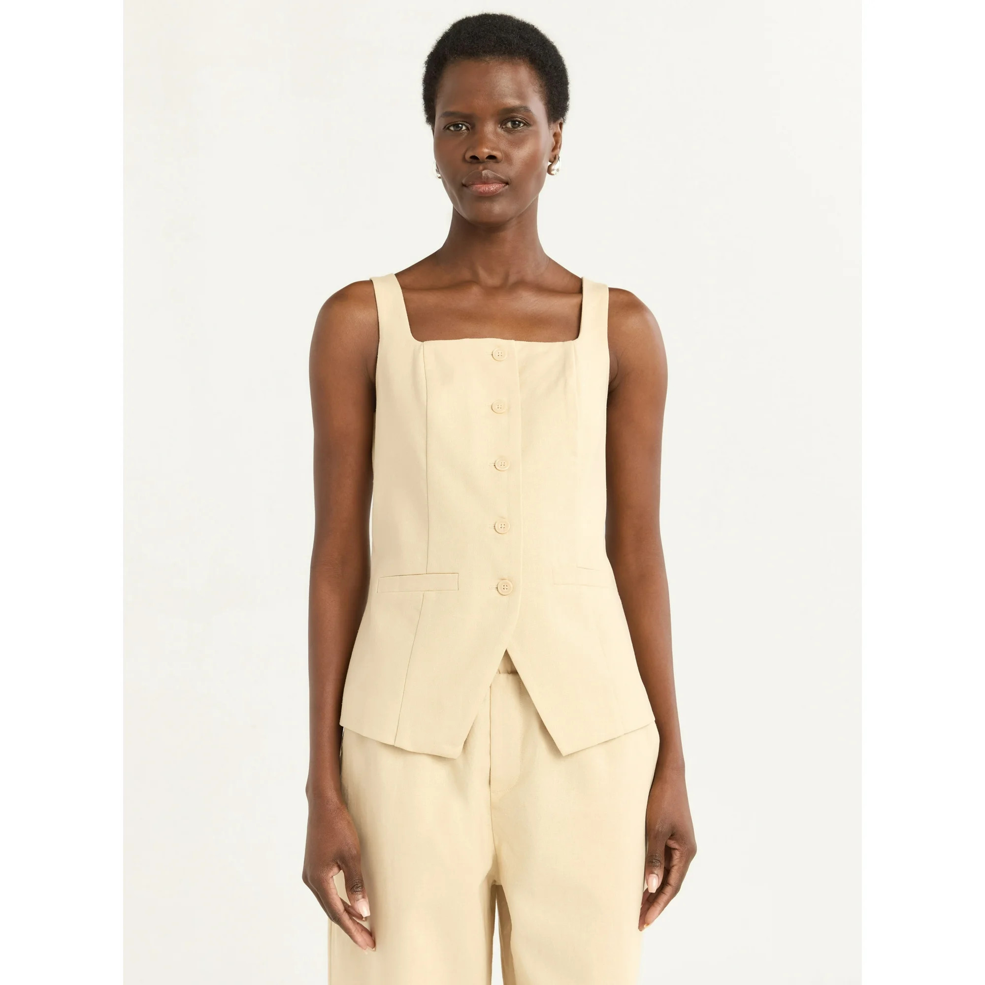 Scoop Women's and Women's Plus Linen Blend Longline Vest, Sizes XS-4X | Walmart (US)