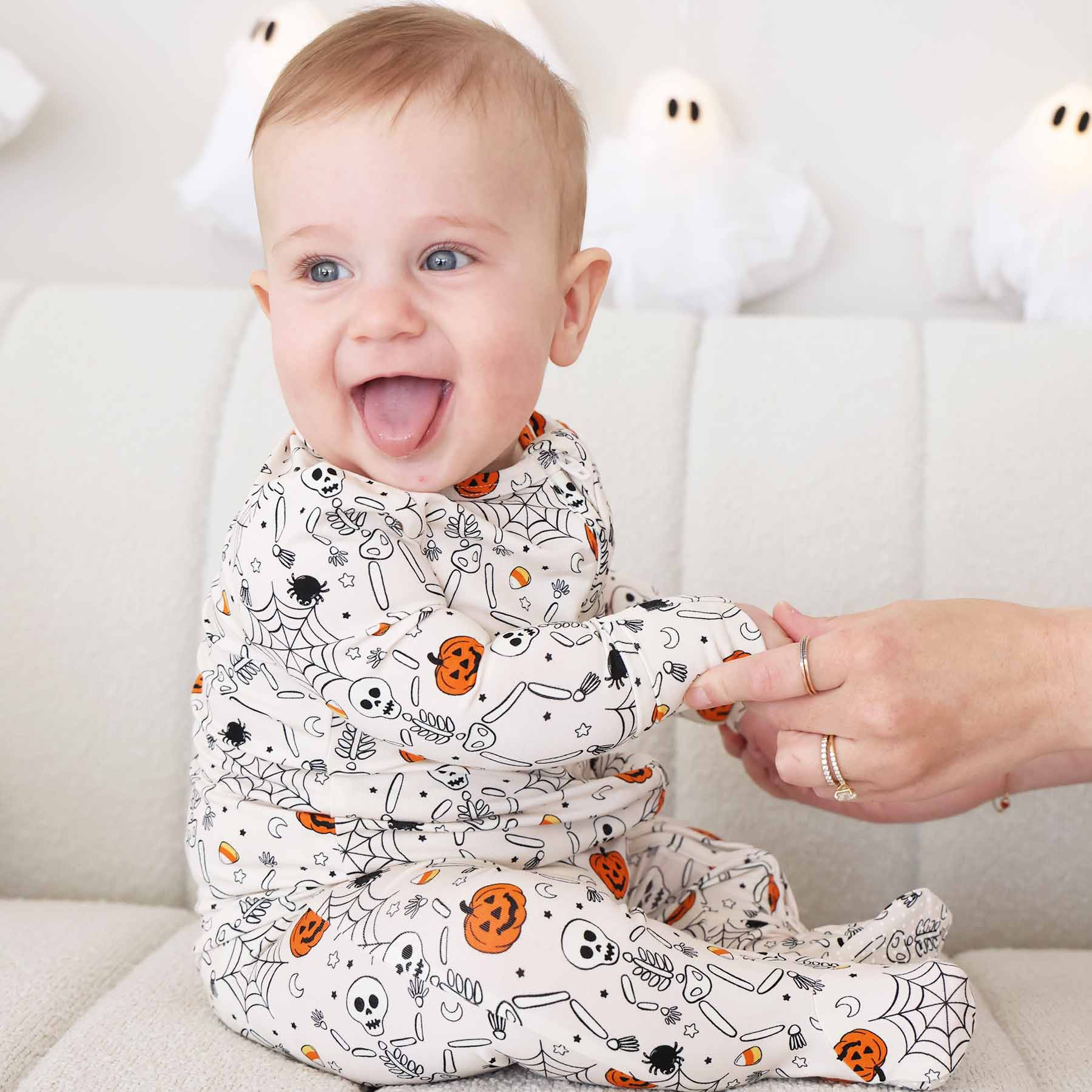 Silly Skellies Zipper Footie | Caden Lane