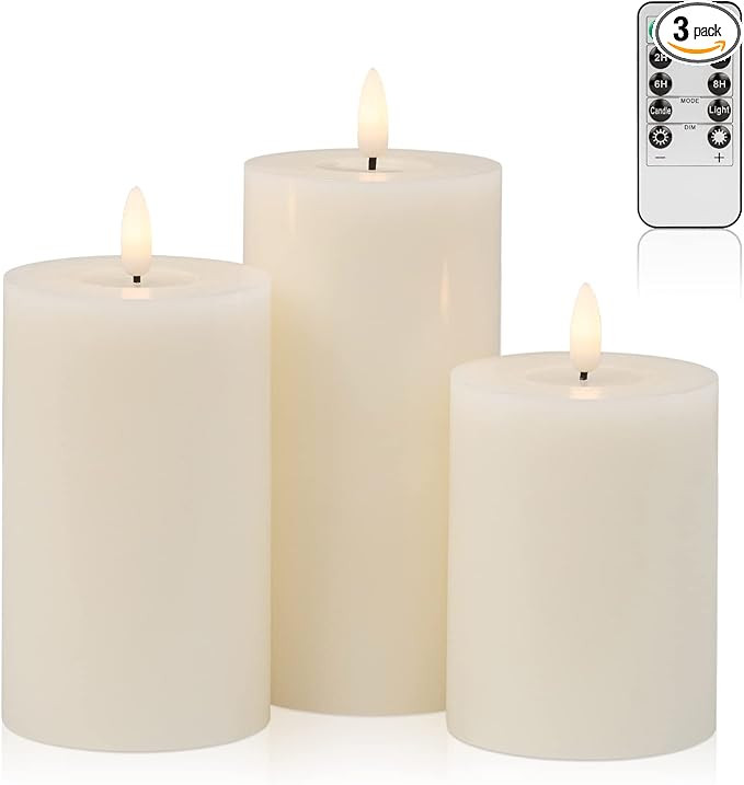 ANGELLOONG Flickering Flameless Candles with Remote, Real Wax Battery Operated Candles with Timer... | Amazon (US)