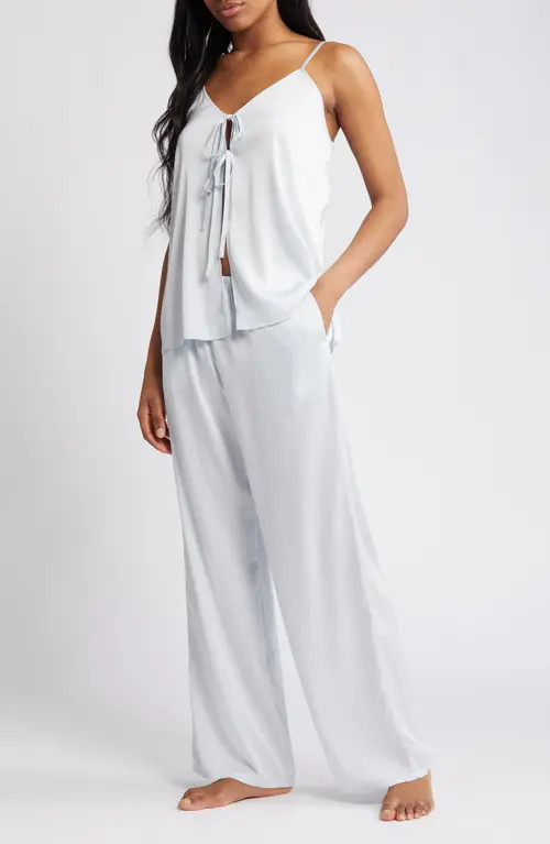 Open Edit Tie Front Satin Pajamas | Nordstrom | Nordstrom