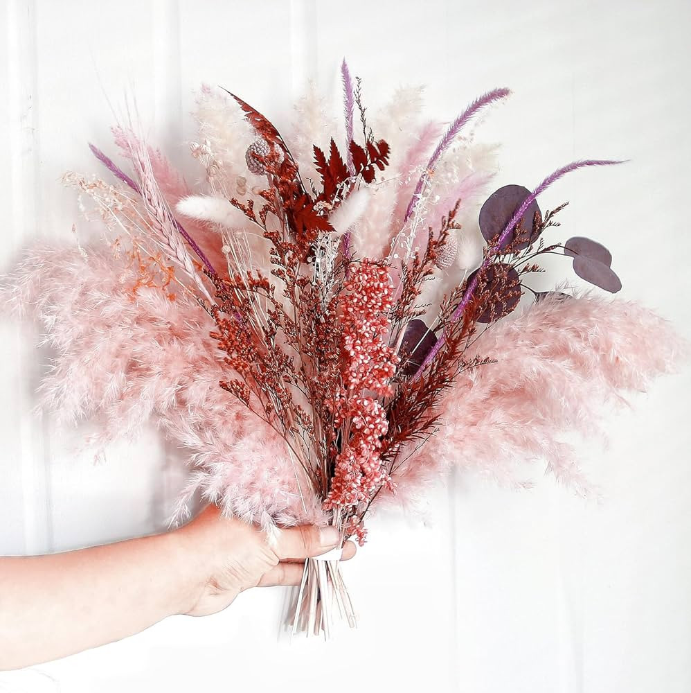 Pink Pampas Grass Decor, Blush Dried Pampas Grass Bouquet, Dried Flower Bouquet for a Vase, and F... | Amazon (US)