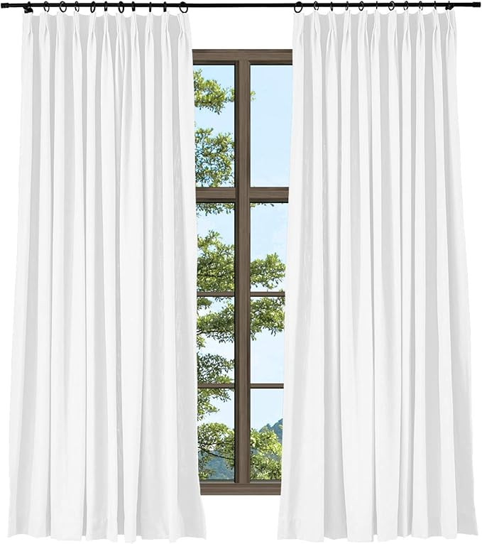 TWOPAGES Elegant Natural Paper White Curtain for Bedroom, Heavyweight Cotton Linen Light Reducing... | Amazon (US)