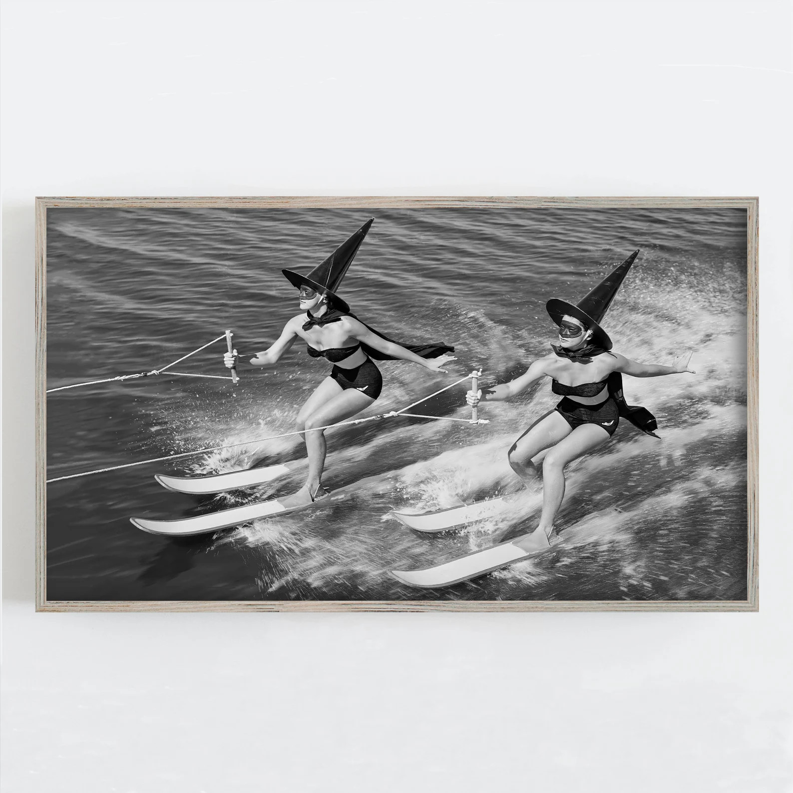 Waterskiing Witches, Samsung Frame TV Art, Halloween Wall Art, Black and White, Witch Wall Art, V... | Etsy (US)