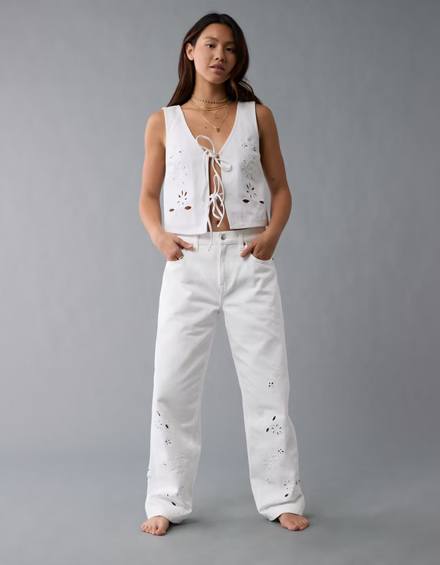 AE Strigid Embroidered Low-Rise Ex-Boyfriend Jean | American Eagle Outfitters (US & CA)