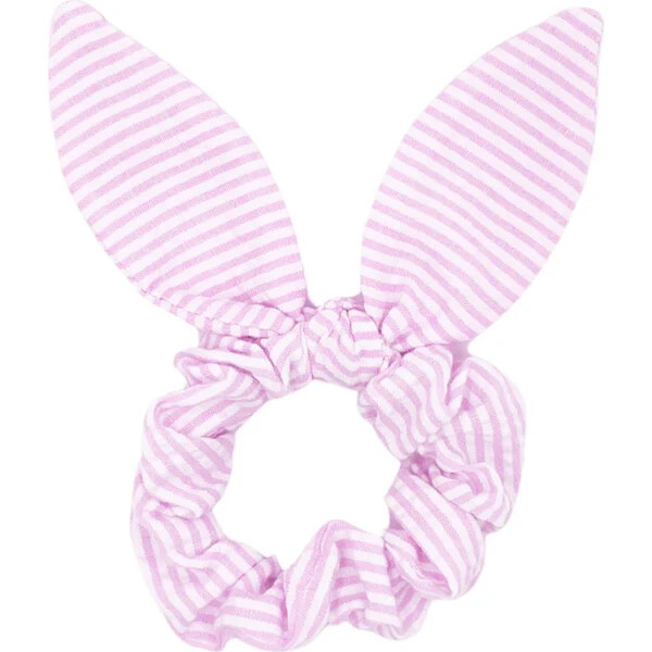 Seersucker Bow Scrunchie, Palmer Pink - Bits & Bows Hair Accessories | Maisonette | Maisonette