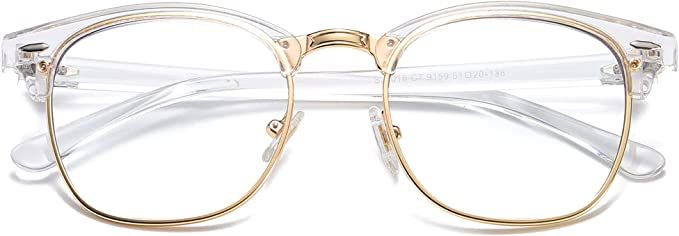 SOJOS Retro Semi Rimless Blue Light Blocking Glasses Half Horn Rimmed Eyeglasses SJ5018 | Amazon (US)
