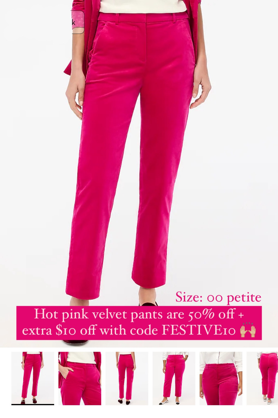Brilliant Berry velvet kallie pants / hot pink velvet pants / hot pink velvet trousers
Size: 00 petite 
50% off + $10 off with code FESTIVE10

#LTKParties #LTKCyberWeek #LTKHoliday