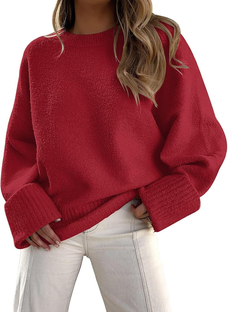 LILLUSORY Women's Oversized Sweaters Fuzzy Chunky Warm Pullover Sweater | Amazon (US)