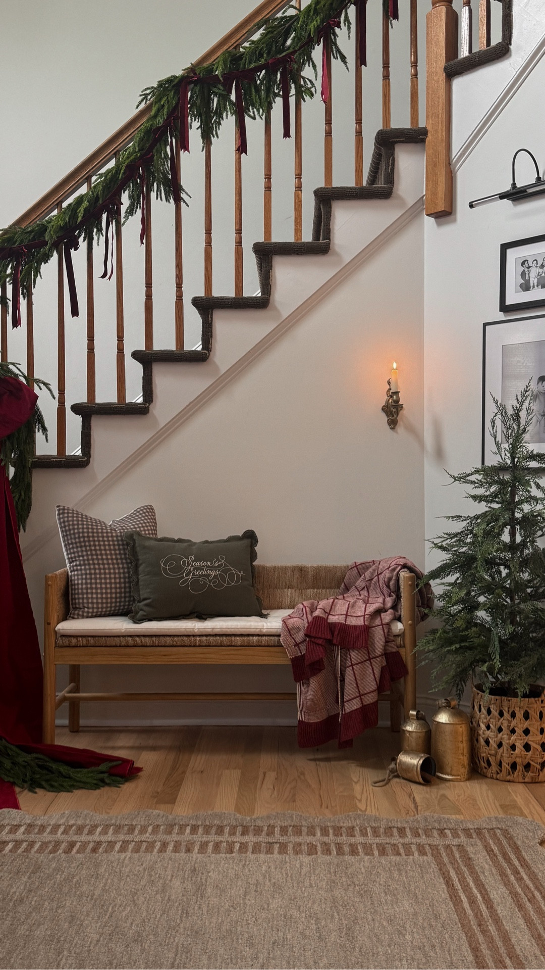 Christmas entryway decor, holiday entryway decor, entryway bench, staircase garland, Christmas bow decor, Christmas bells, Christmas throw blanket, Christmas throw pillows

#LTKHome #LTKHoliday #LTKSeasonal