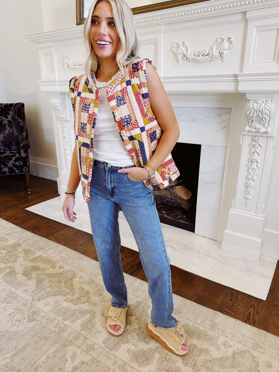 Wanda Quilted Vest - Red/Navy | Triple Threads
