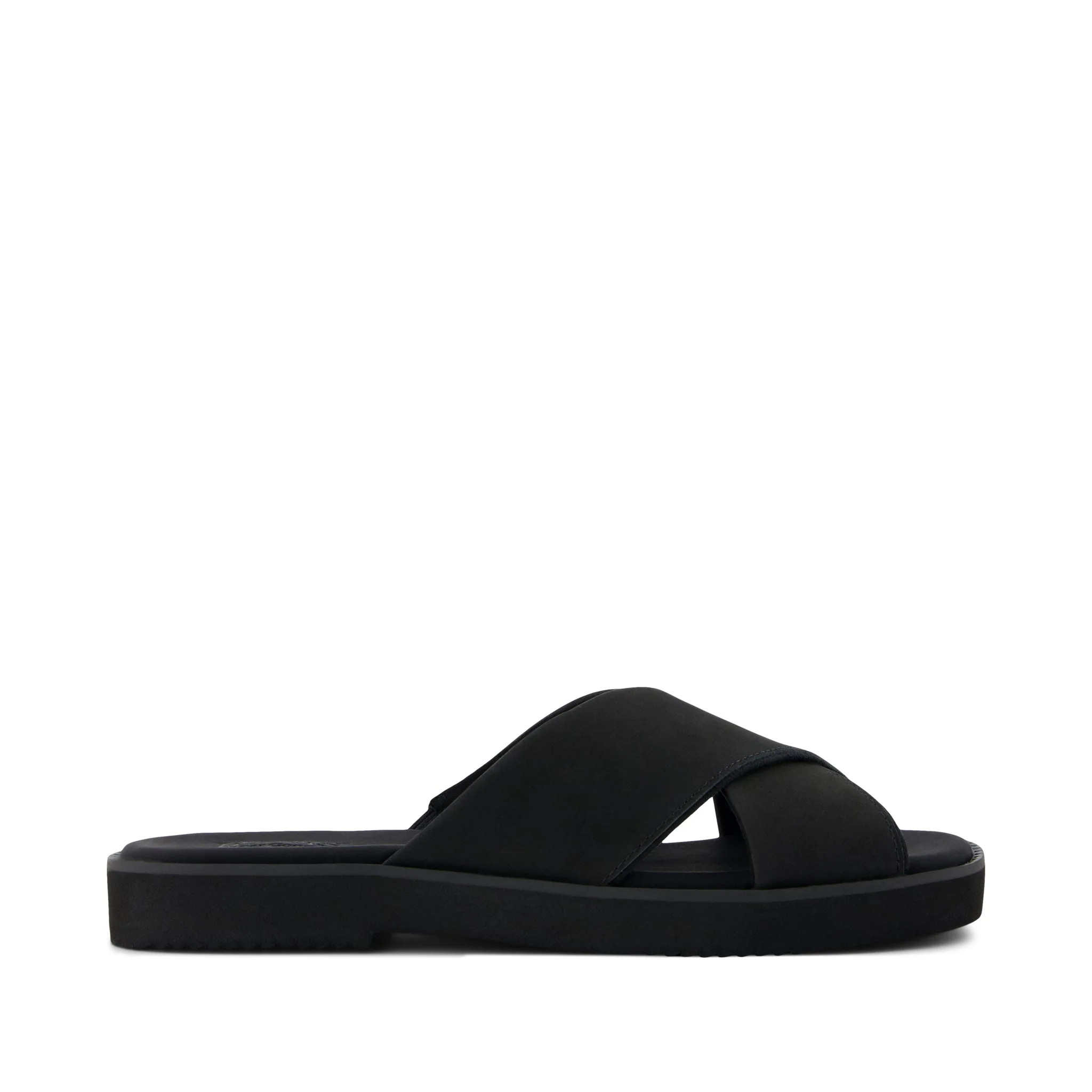 Mae Crossover Slide Sandal Black Leather | Toms EMEA