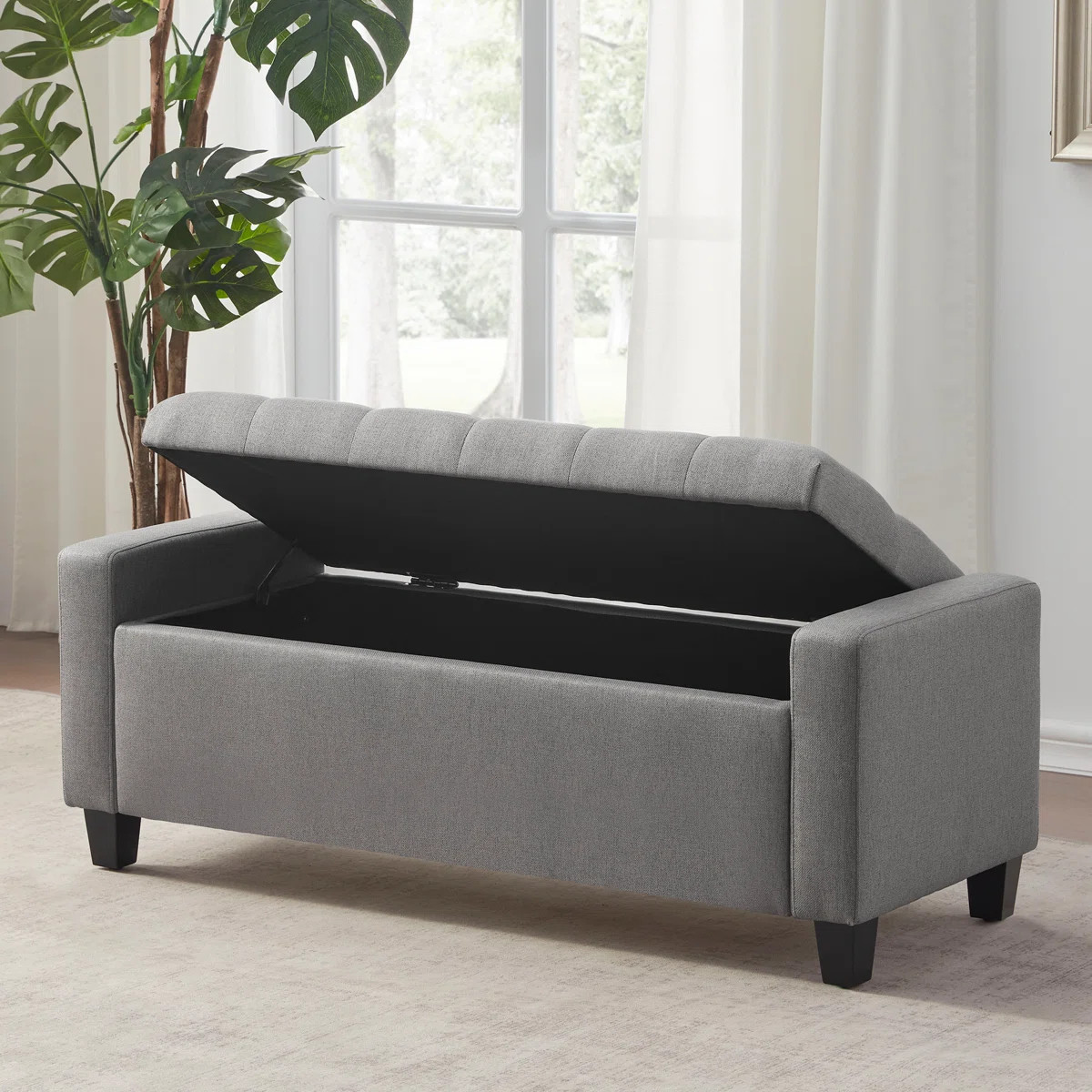 48.8" W Polyester Upholstered Storage Bench | Wayfair North America