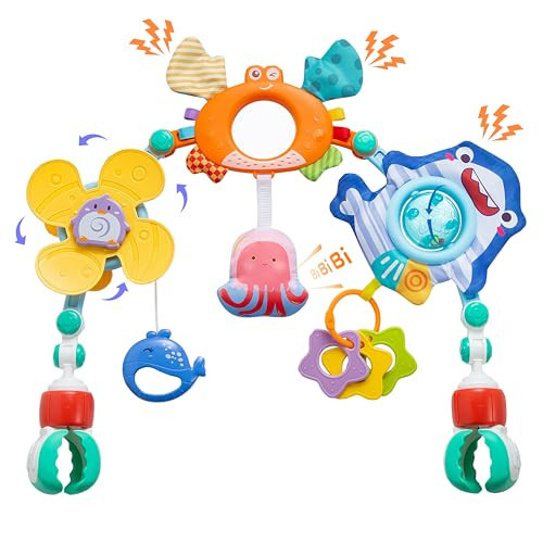 Baby Stroller Arch Toy, Car Seat Toys, Adjustable Arch Stroller toy with Hanging Sensory Activity toys,fits on Baby Bouncer, Bassinet, Stroller, Crib and Car Seats for baby infant Boy Girl 0-18 Months | Amazon (US)