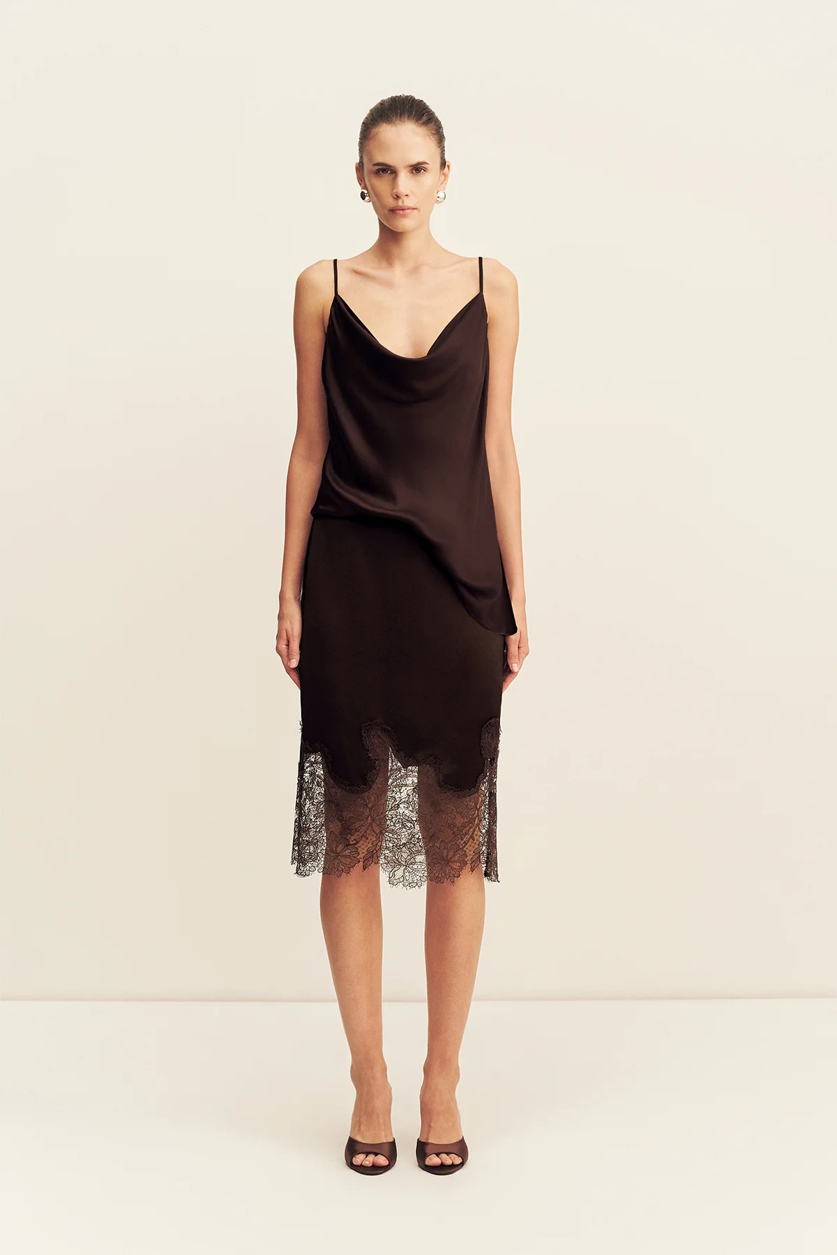 Lucia Lace Knee Length Skirt | Espresso | Skirts | Shona Joy | Shona Joy
