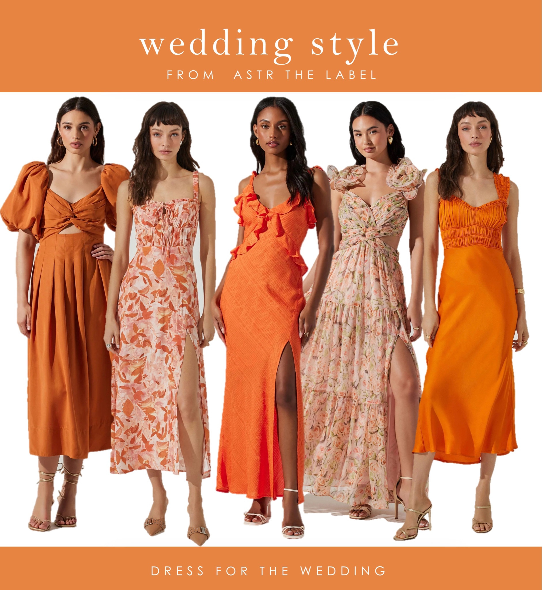 Orange dresses
New wedding guest dresses 
Puff sleeve midi dress orange floral midi dress summer dresses sundress 2024 wedding guest dresses spring wedding dress vacation dress maxi dress floral midi dress ruffled dress trending dresses spring wedding June wedding beach wedding rehearsal dinner dress satin dress Astr the Label dress dresses under 150 resort dress vacation dresses bridal shower dress brunch dress coral dress colorful dresses Follow Dress for the Wedding on LiketoKnow.it for more wedding guest dresses, bridesmaid dresses, wedding dresses, and mother of the bride dresses. Mix and match bridesmaid dresses. 

#LTKwedding #LTKSeasonal #LTKmidsize