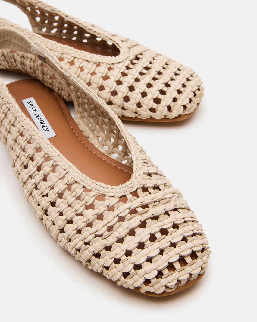 RUMI Bone Leather Woven Slingback Round-Toe Women's Flat | Steve Madden (US)