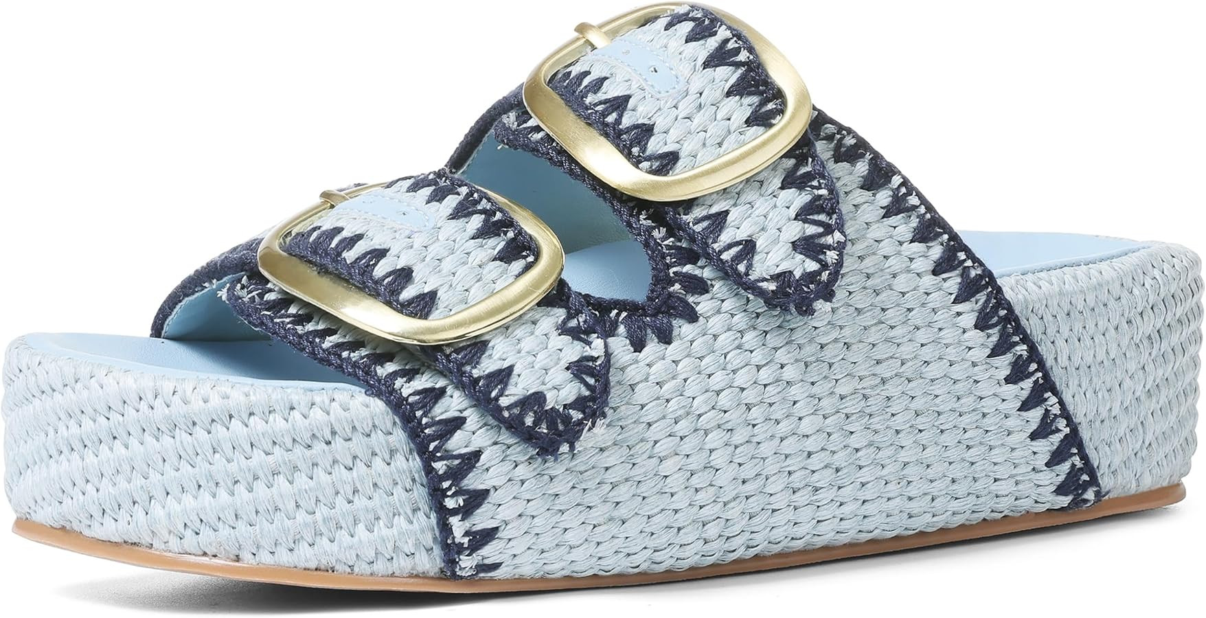 Platform Sandals For Women Raffia Espadrilles Open Toe Flatform Sandals Slip On Slide Sandals Cas... | Amazon (US)