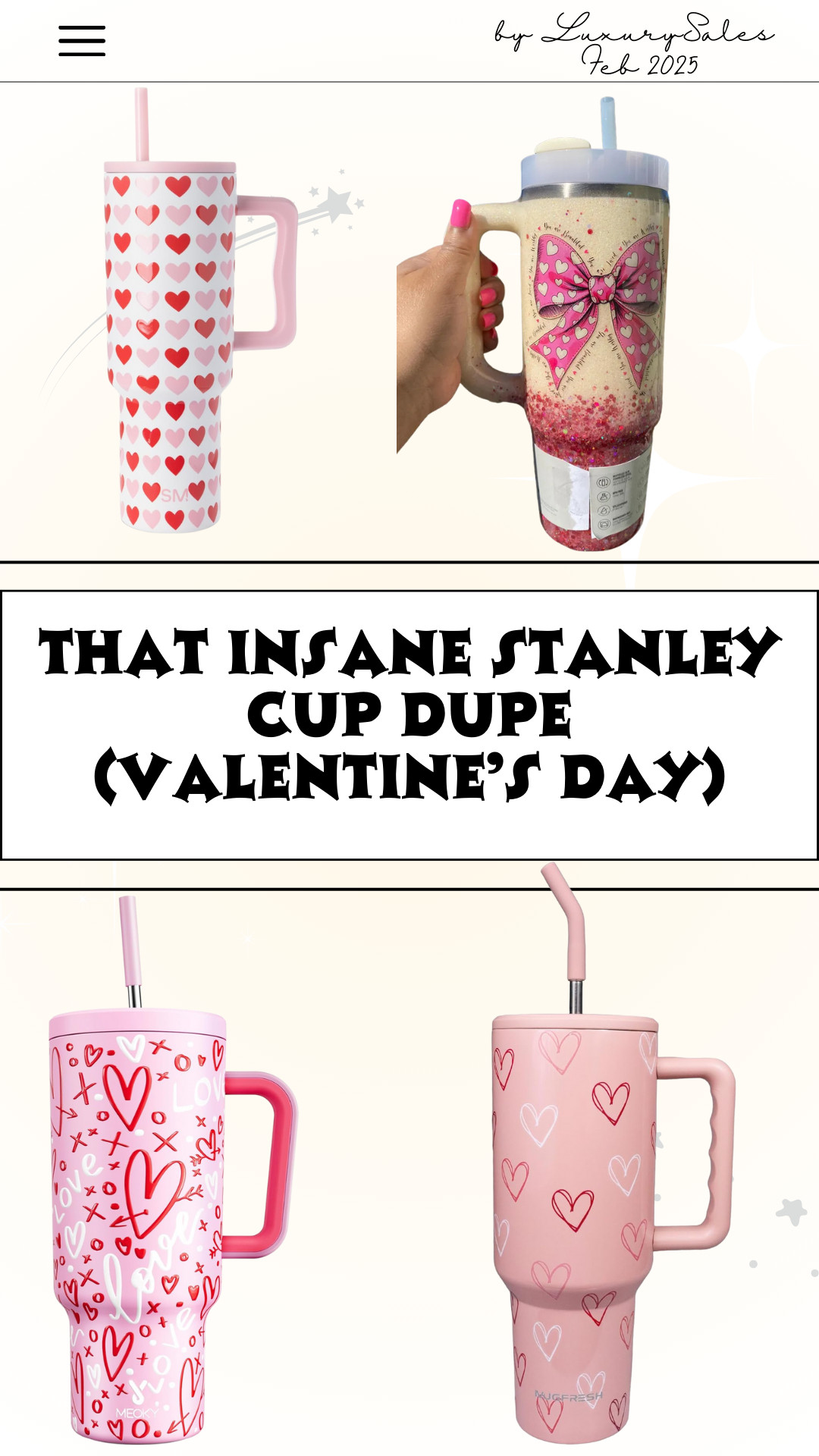 🌟 STOP SCROLLING! The Under $30 Stanley Cup DUPE That's Breaking TikTok!
💝 Valentine's Special Edition:

40oz Tumbler (IDENTICAL to $45 Stanley!)
4 Heart designs available
Stainless steel + vacuum sealed
Keeps drinks cold 24hrs/hot 12hrs
Handle + straw included!

🏃‍♀️ WHY YOU NEED TO RUN:

Last 3 restocks sold out in HOURS
Perfect Valentine's gift
Save $25+ vs. Stanley
Ships before V-Day with Prime 📦
10K+ 5-star reviews!

✨ Product Details:

BPA free
Fits car cup holders
Leak-proof lid
Premium insulation
Dishwasher safe

🎯 Just Restocked TODAY - Grab before waitlist starts!
#stanleydupe #amazonfinds #valentinesday #stanleycup #amazondeals #amazonmustaves #tumblers #giftideas #amazonvalentines #viral #trendingnow
Pro Tip: These make PERFECT Galentine's gifts! Shop all designs with one click 👆 

 #LTKSaleAlert #LTKFindsUnder50 #LTKFamily