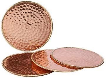 GoCraft Hammered Copper Coasters | Handmade Coasters with Padded Cork Protection for Drinks, Beve... | Amazon (US)